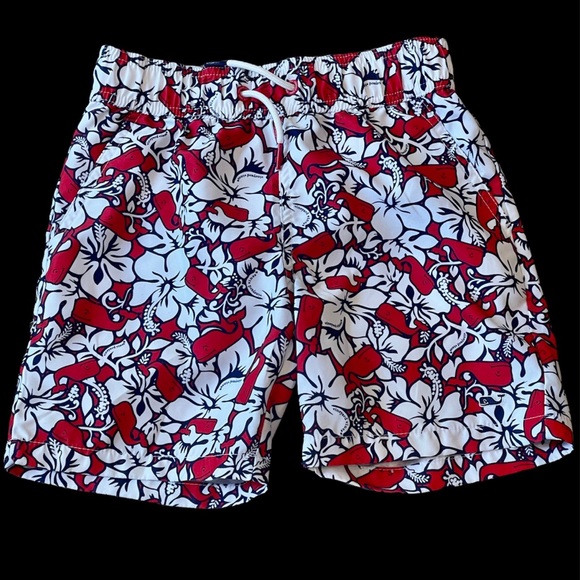 Vineyard Vines for Target Boys Swim Trunks Lined Size 6/7 Red White Blue Floral - Picture 1 of 7